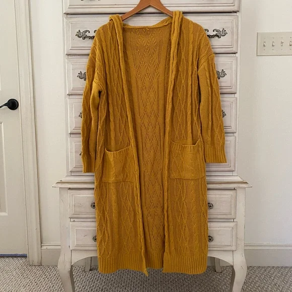Vici Sweaters Mustard Yellow Pocketed Duster Cardigan Poshmark